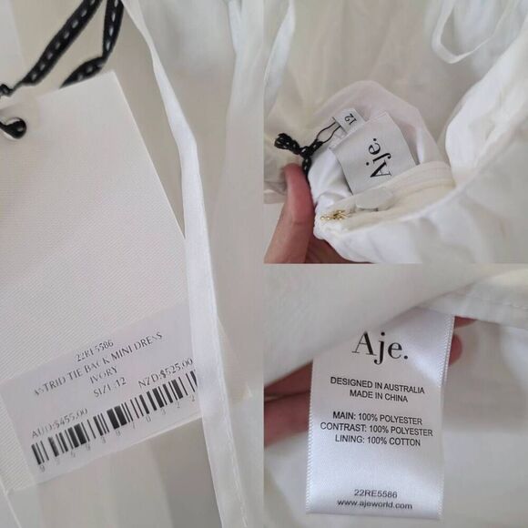AJE ASTRID TIE BACK MINI DRESS IVORY SIZE 12 NWT $525 - Picture 12 of 12